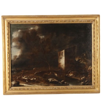 Tableau Ancien Paysage Huile sur Toile Italie XVIIIe-XIXe Siècle