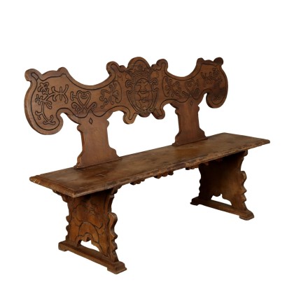 Banquette baroque en noyer