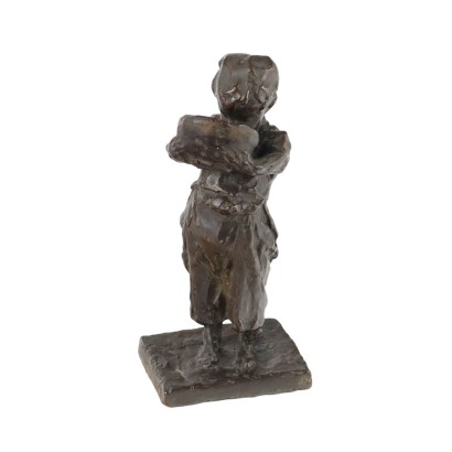 Antique Sculpture of a Boy Signed Vedani Italy XX Century