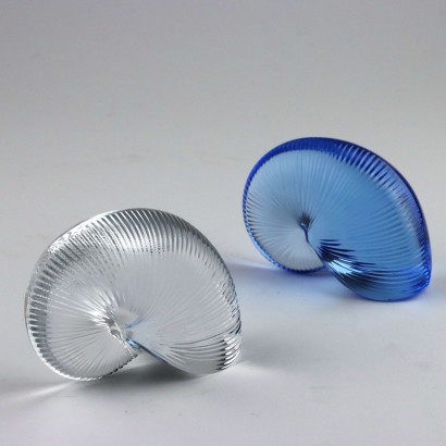 Par de conchas Nautilus de cristal de Baccarat