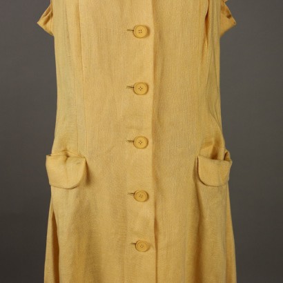 Robe en lin jaune vintage Biki