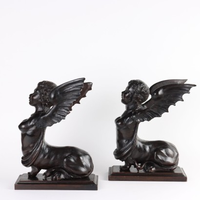 Pair of Carved Wooden Chimeras