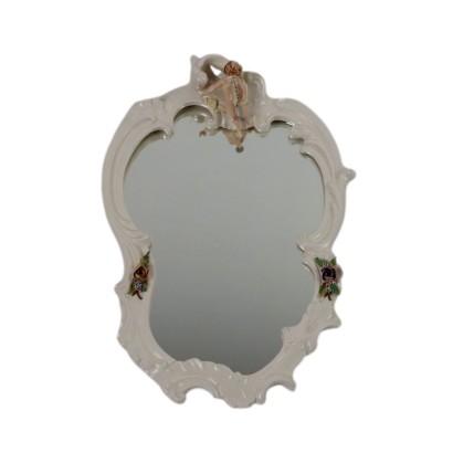 Miroir Ancien en Porcelaine Man. Triade Italie du XXe Siècle