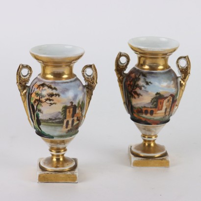 Pair of Porcelain Vases in Style%,Pair of Porcelain Vases in Style%,Pair of Porcelain Vases in Style%