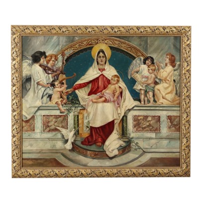 Gemälde Madonna mit Kind und Engeln