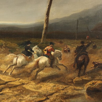 Painting by Felix Bovie,Landscape with hunters on horseback,Felix Bovie,Felix Bovie,Felix Bovie,Felix Bovie