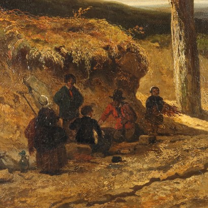 Painting by Felix Bovie,Landscape with hunters on horseback,Felix Bovie,Felix Bovie,Felix Bovie,Felix Bovie