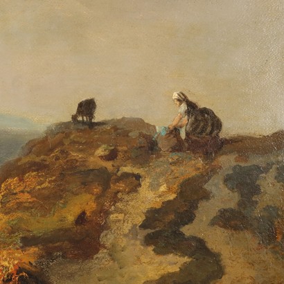 Painting by Felix Bovie,Landscape with hunters on horseback,Felix Bovie,Felix Bovie,Felix Bovie,Felix Bovie