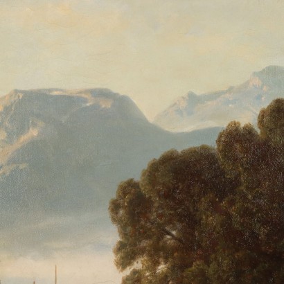 Paisaje con río,Pintura de Stanislas Eduard Von Kalckreu,Paisaje de montaña con lago,Stanislas Eduard Von Kalckreuth,Stanislas Eduard Von Kalckreuth