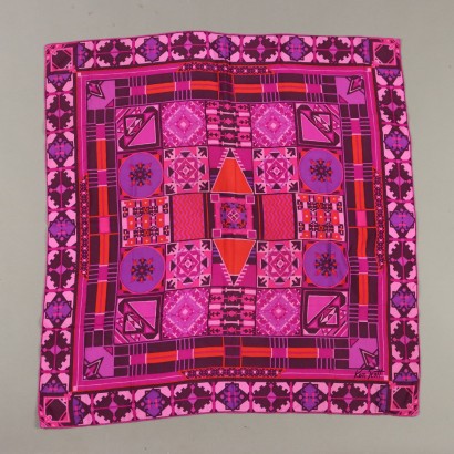 Ken Scott Scarf Geometric Print Pure Silk Second Hand