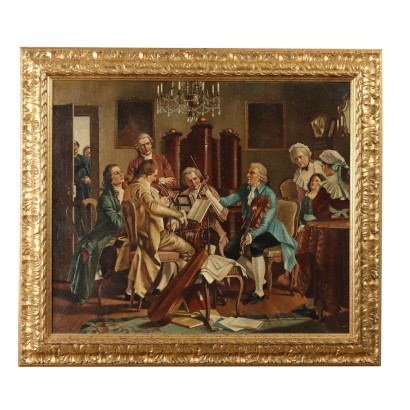 Antique Painting Franz Joseph Haydn Conducting the String Quartet '900