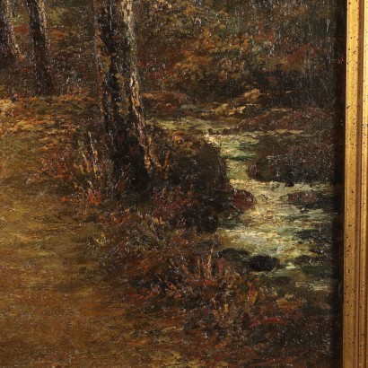 Peinture Paysage avec fermes, Paysage forestier avec fermes