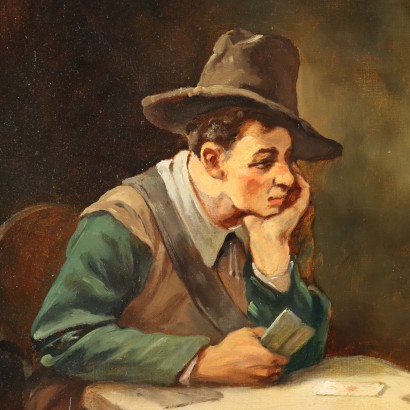 Peinture de Wilhelm Lehmann-Leonhard,Joueurs de cartes dans la taverne,Wilhelm Lehmann-Leonhard,Wilhelm Lehmann-Leonhard,Wilhelm Lehmann-Leonhard