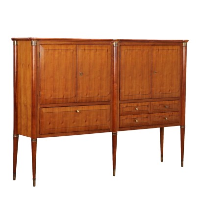 Vintage Cabinet Cherry Veneer Brass Italy 1950s