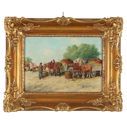 Painting Figures and Peasant Carts