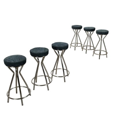 Vintage Stools Foam Chromed Metal Italy 1960s-1970s