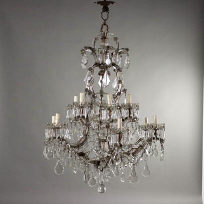 Antique Chandelier Maria Theresa Glass 12 Lights Italy XX Century