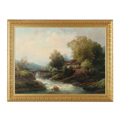 Tableau Modèrne Signé R. Giffinger Huile sur Toile du XXe Siècle