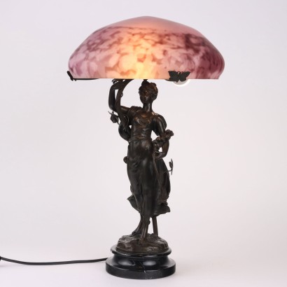 Lampe de Table Ancienne en Bronze Style Art Nouveau Europe '900