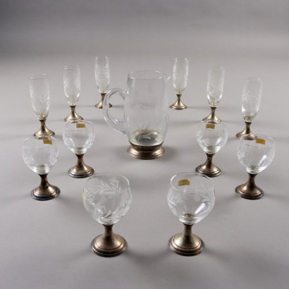 Service de Verres Anciens en Cristal Cer-Ve et Argent Ferza '900