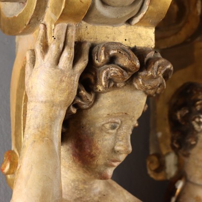 Pair of Carved Wooden Caryatids