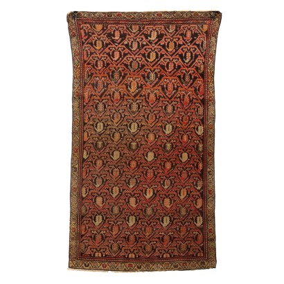 Antique Malayer Carpet Cotton Wool Thin Knot Iran 69 x 37 In