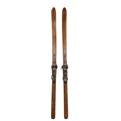 Wooden Skis with Kandahar Bindings