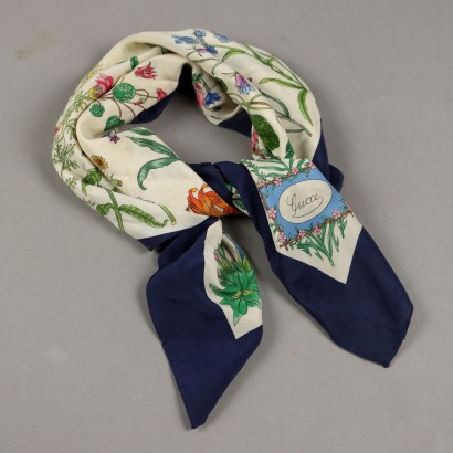 Vintage Gucci Scarf Silk Flowers Accornero Italy 1960s-1970s