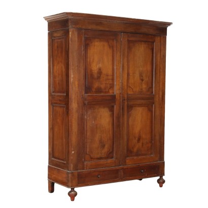 Armoire Umbertino Ancien Noyer Peuplier Italie XIXe Siècle