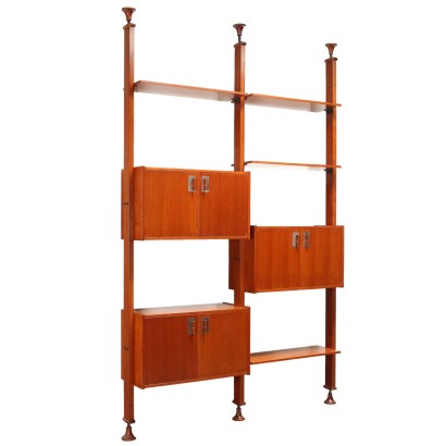 Vintage 1960s Bookcase Teak Veneer Metal Italy