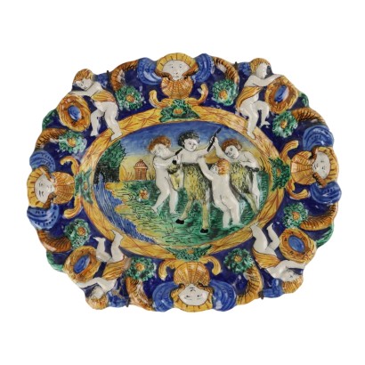 Assiette Ancienne Majolique de Pesaro Italie Fin du XVIIIe Siècle