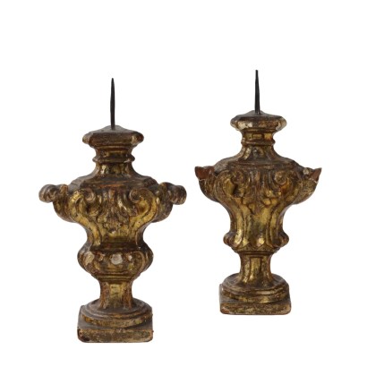 Pair of Carved and Gilded Wooden Torch Holders