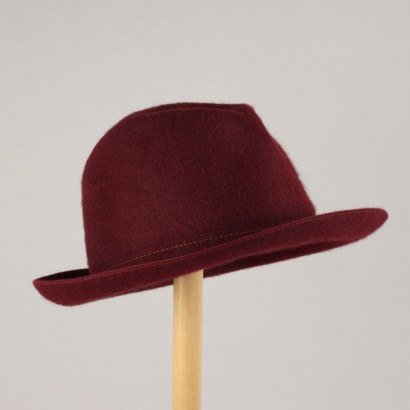 Borsalino Chapeau Vintage en Feutre Bordeaux Italie