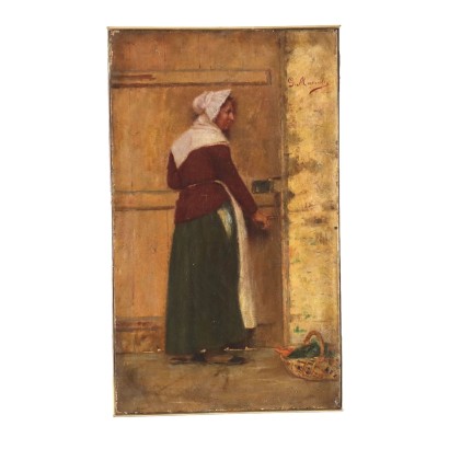 Tableau Ancien Signé G. Muzzioli Figure Féminine Huile sur Toile