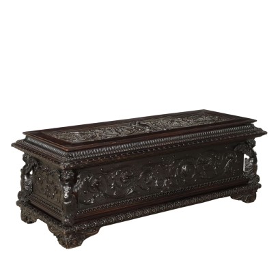 Banc Ancien Style Néo-Renaissance Noyer Italie XIXe Siècle