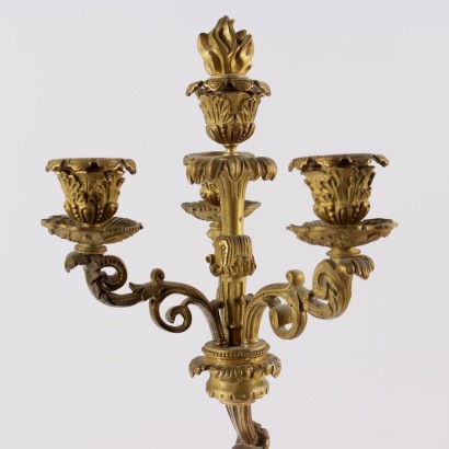 Coppia di Candelabri in Bronzo Dorato