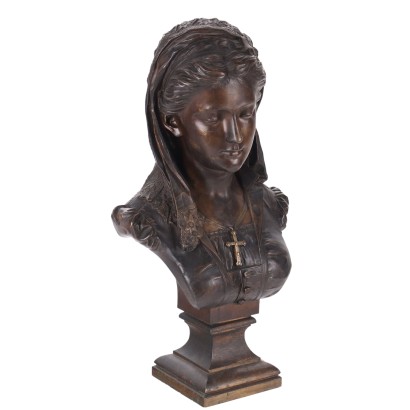 Buste Ancien en Bronze Jeune Dame Italie XIXe-XXe Siècle