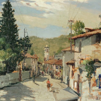 Painting by Domenico De Bernardi, Spring in the village, Domenico De Bernardi, Domenico De Bernardi, Domenico De Bernardi, Domenico De Bernardi