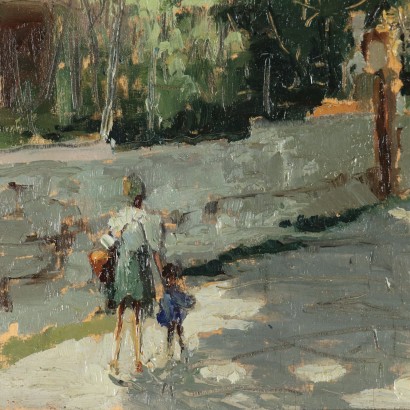 Painting by Domenico De Bernardi, Spring in the village, Domenico De Bernardi, Domenico De Bernardi, Domenico De Bernardi, Domenico De Bernardi