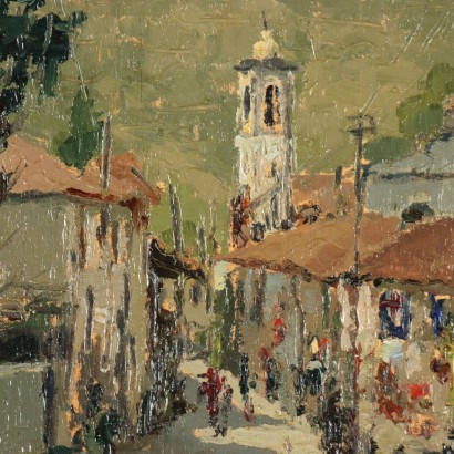 Painting by Domenico De Bernardi, Spring in the village, Domenico De Bernardi, Domenico De Bernardi, Domenico De Bernardi, Domenico De Bernardi