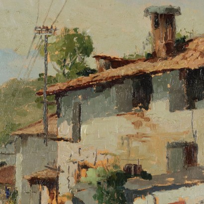 Painting by Domenico De Bernardi, Spring in the village, Domenico De Bernardi, Domenico De Bernardi, Domenico De Bernardi, Domenico De Bernardi