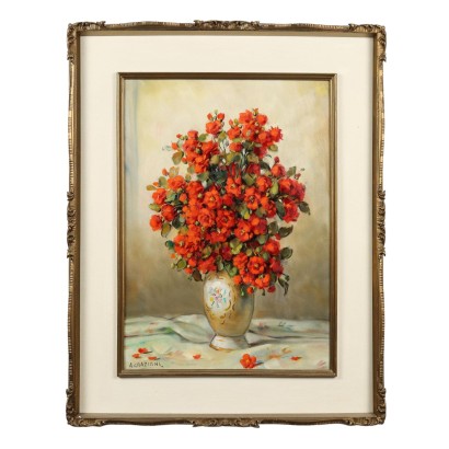 Pintura de Alfio Paolo Graziani,Composición floral de rosas rojas,Alfio Paolo Graziani,Alfio Paolo Graziani,Alfio Paolo Graziani,Alfio Paolo Graziani