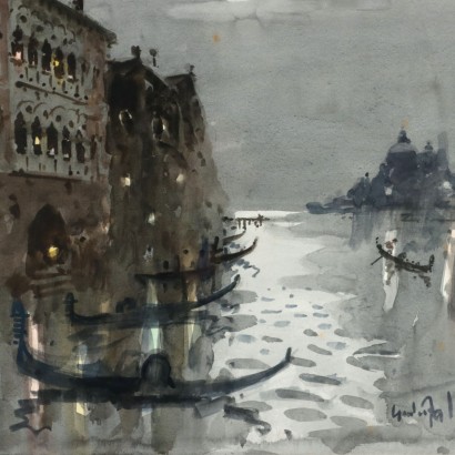 Painting by Giulio Falzoni, Evening on the Grand Canal, Giulio Falzoni, Giulio Falzoni, Giulio Falzoni, Giulio Falzoni