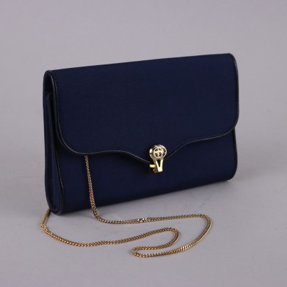 Sac Gucci Vintage Cuir Bleu Italie des Années 60-70