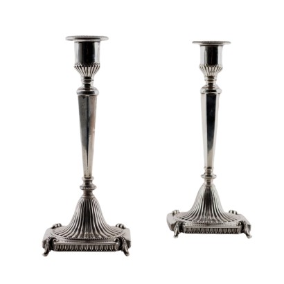 Pair of Silver Candle Holders Florence