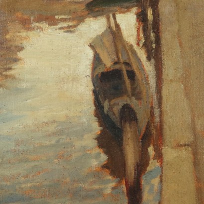 Gemälde von Emil Lindenfeld, Boote auf dem Kanal, Emil Lindenfeld, Emil Lindenfeld