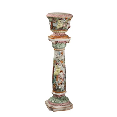 Columna con macetero de cerámica Capodimonte