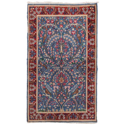 Antique Kerman Carpet Cotton Wool Heavy Knot Iran 62 x 37 In