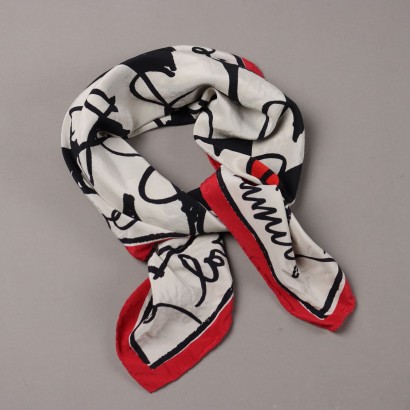 Moschino Scarf Heart Print Second Hand Pure Silk