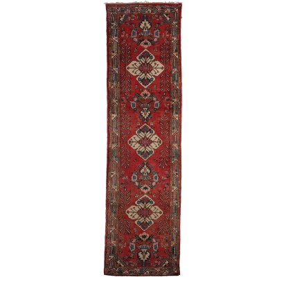 Antique Serabend Carpet Cotton Wool Heavy Knot Iran 118 x 33 In